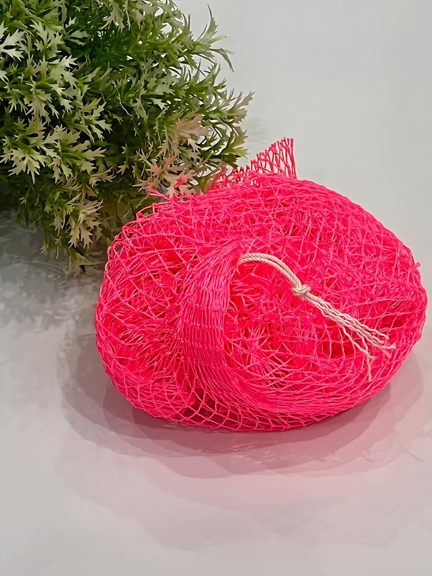 Handmade African exfoliating net in vibrant color – nylon sponge