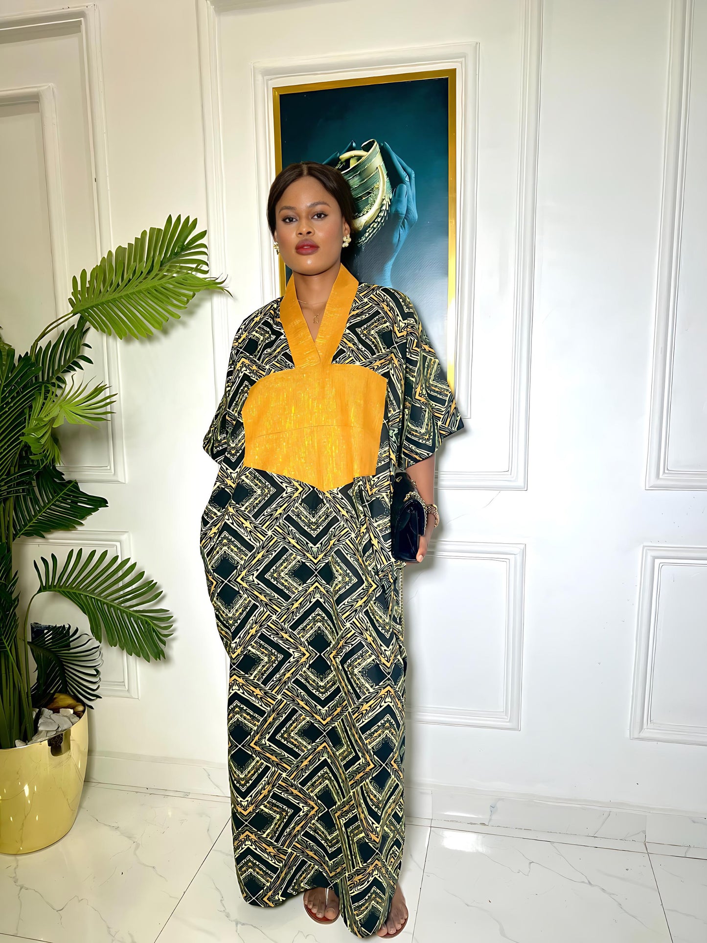 Oversized Ankara and Aso-Oke boubou dress
