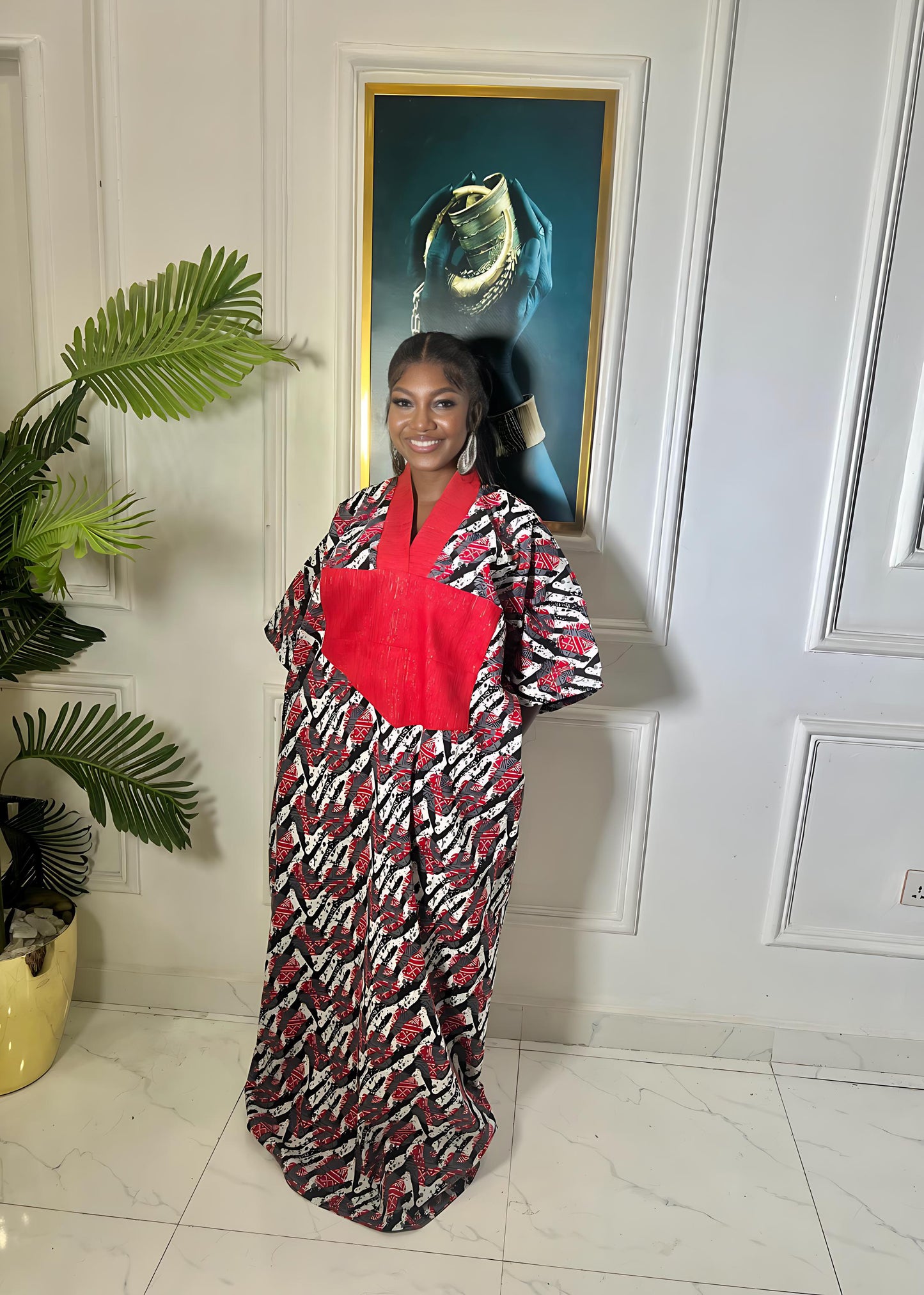Oversized Ankara and Aso-Oke boubou dress