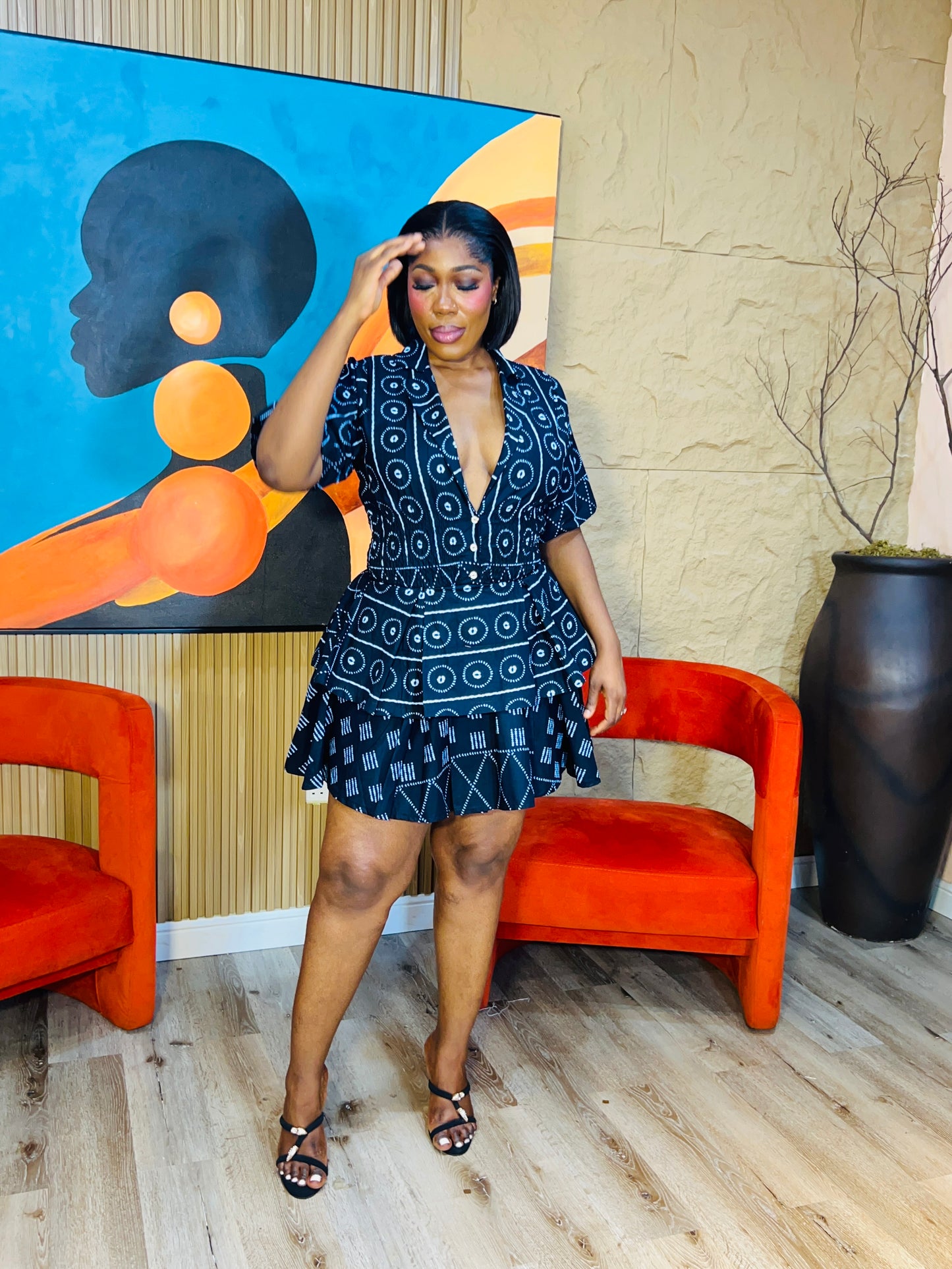 Ella Set – African Print Two-Piece Skirt & Peplum Top | Handmade Women’s Outfit