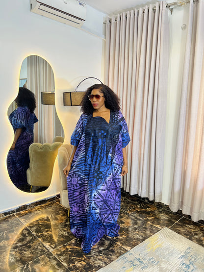Embroidered Adire dress styled casually for everyday wear