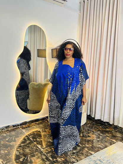Embroidered Adire dress styled casually for everyday wear