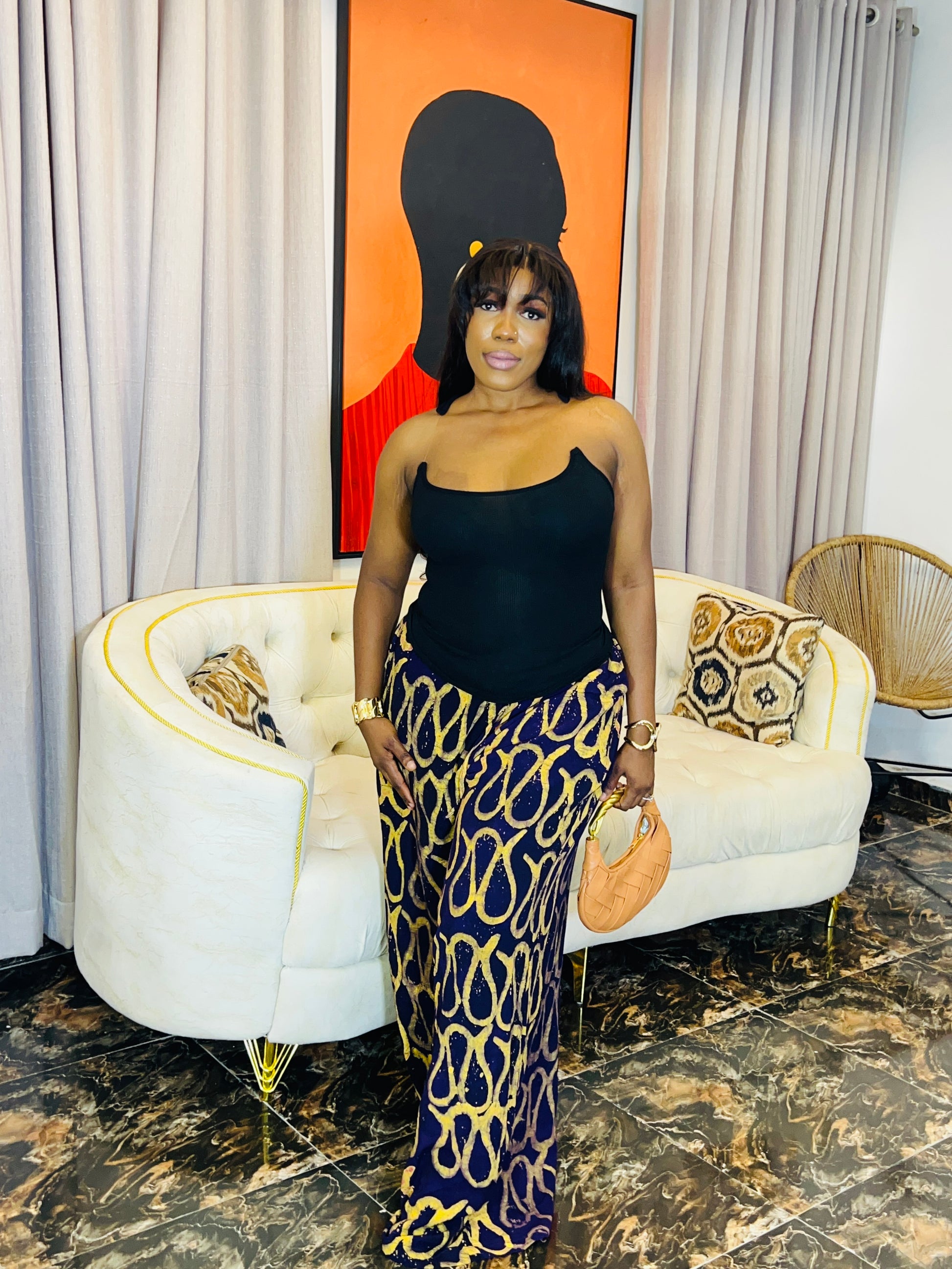  Wide-leg Adire Crepe pants, handmade and tall girl friendly