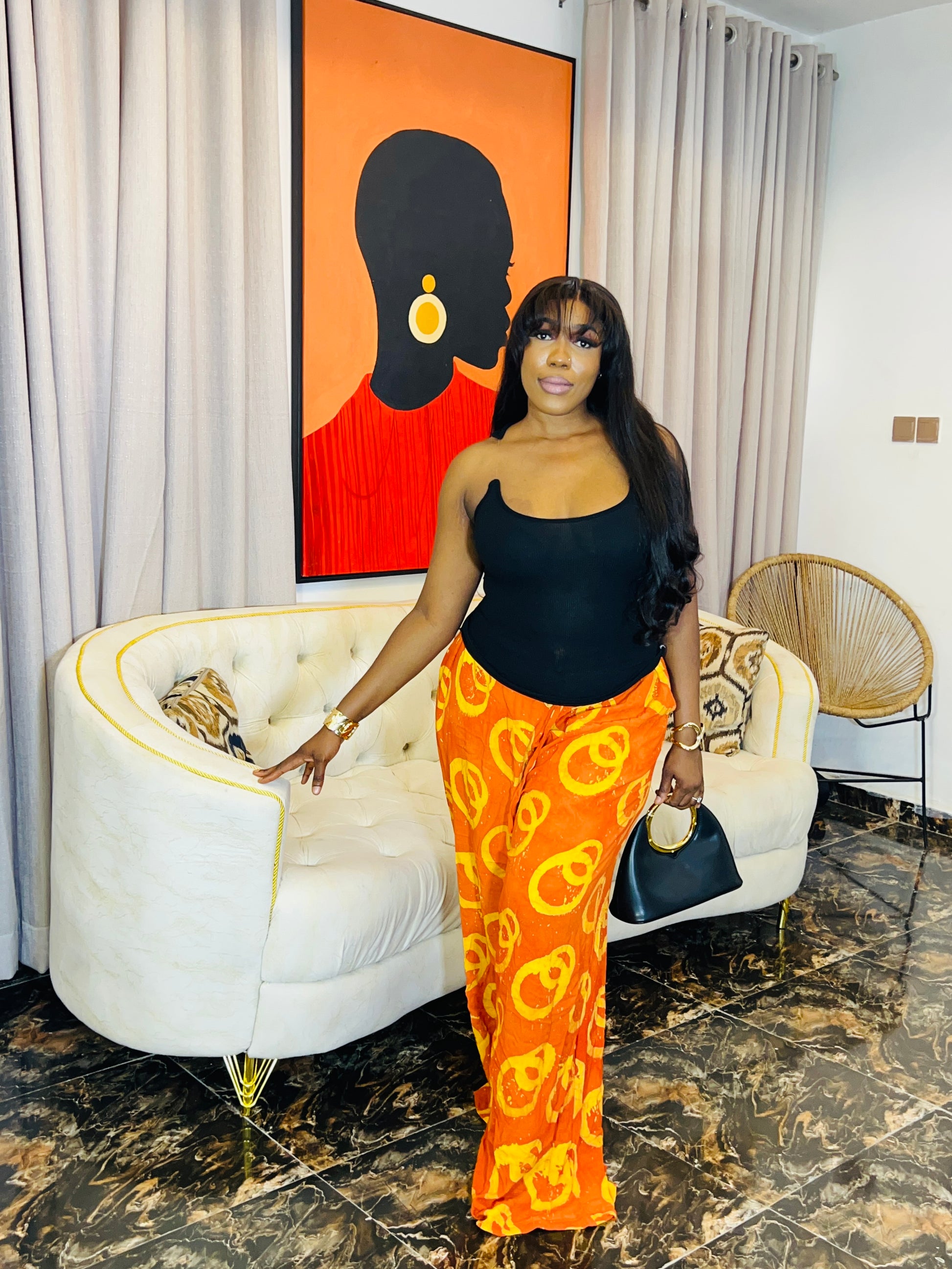  Wide-leg Adire Crepe pants, handmade and tall girl friendly