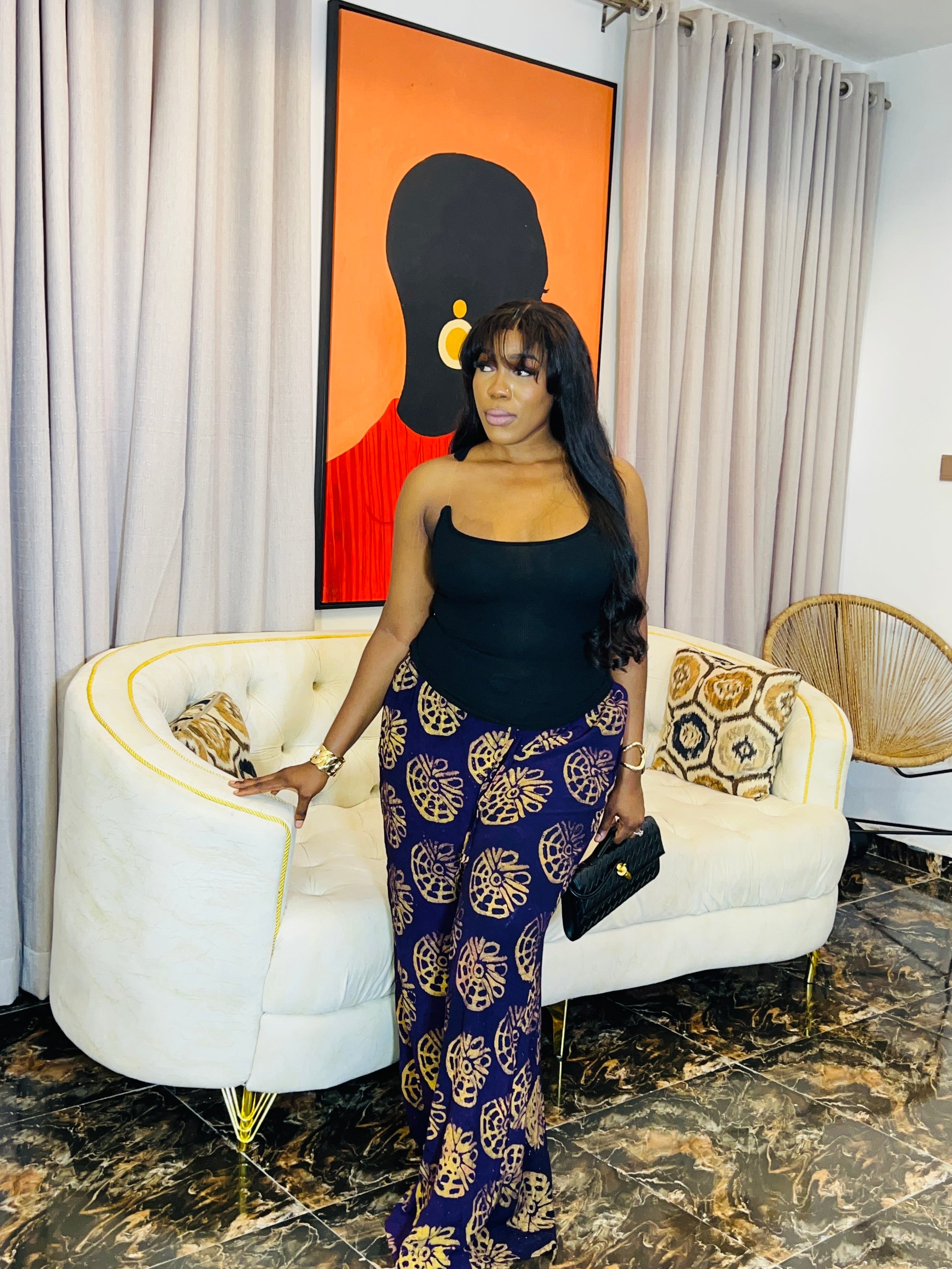  Wide-leg Adire Crepe pants, handmade and tall girl friendly
