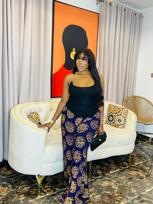  Wide-leg Adire Crepe pants, handmade and tall girl friendly