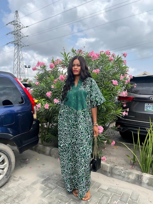 Oversized Ankara and Aso-Oke boubou dress