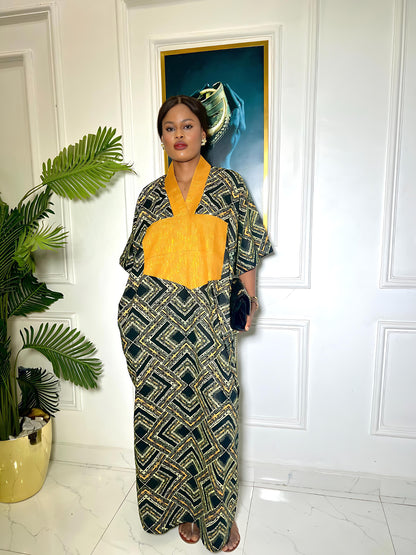 Oversized Ankara and Aso-Oke boubou dress