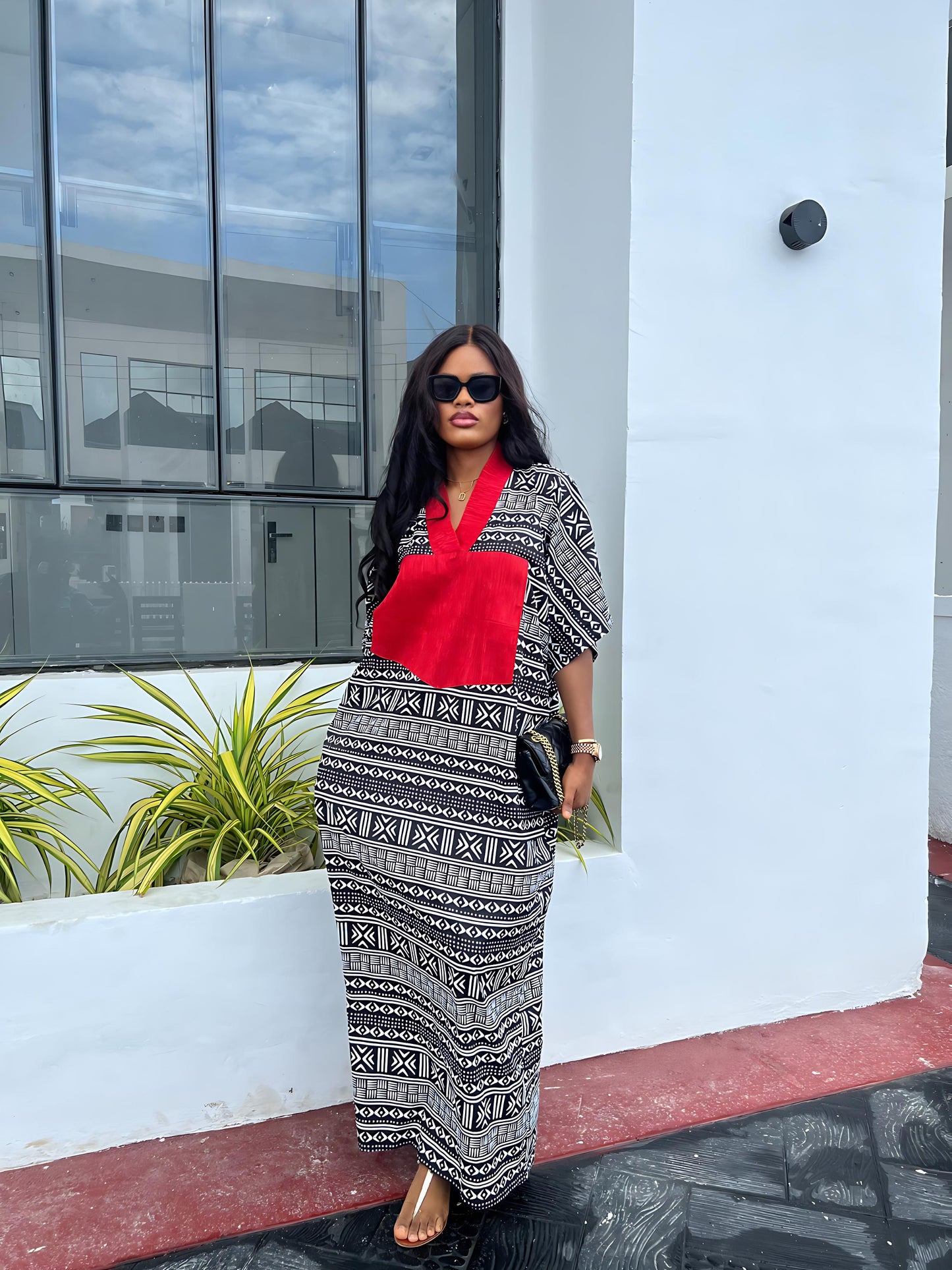 Lola Boubou Dress – Oversized Ankara + Aso-Oke Kaftan | One Size Fits S–2XL | 62” Length | Tall Girl Friendly