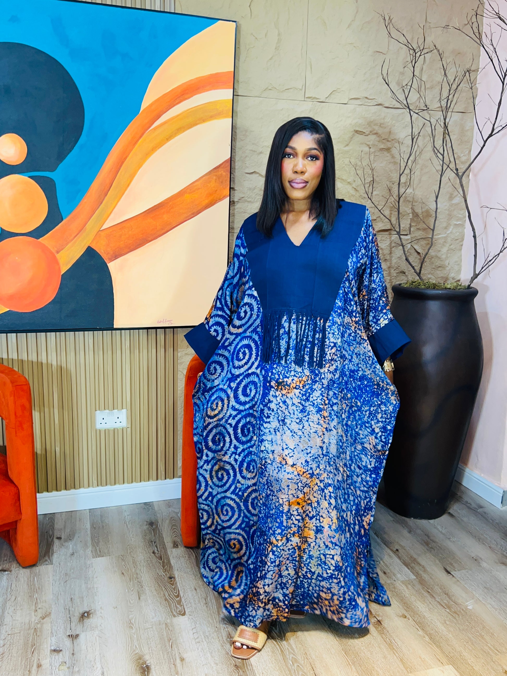 Oma Boubou – Oversized Adire Kaftan | Fits S–3XL