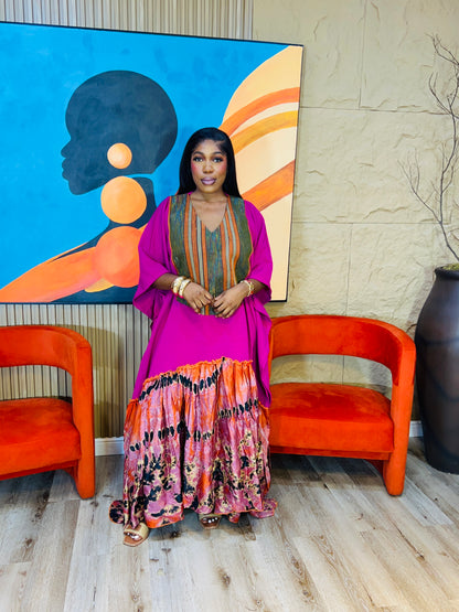Amara Boubou Dress – 62” Oversized African Kaftan for Tall Women (Fits S–3X)