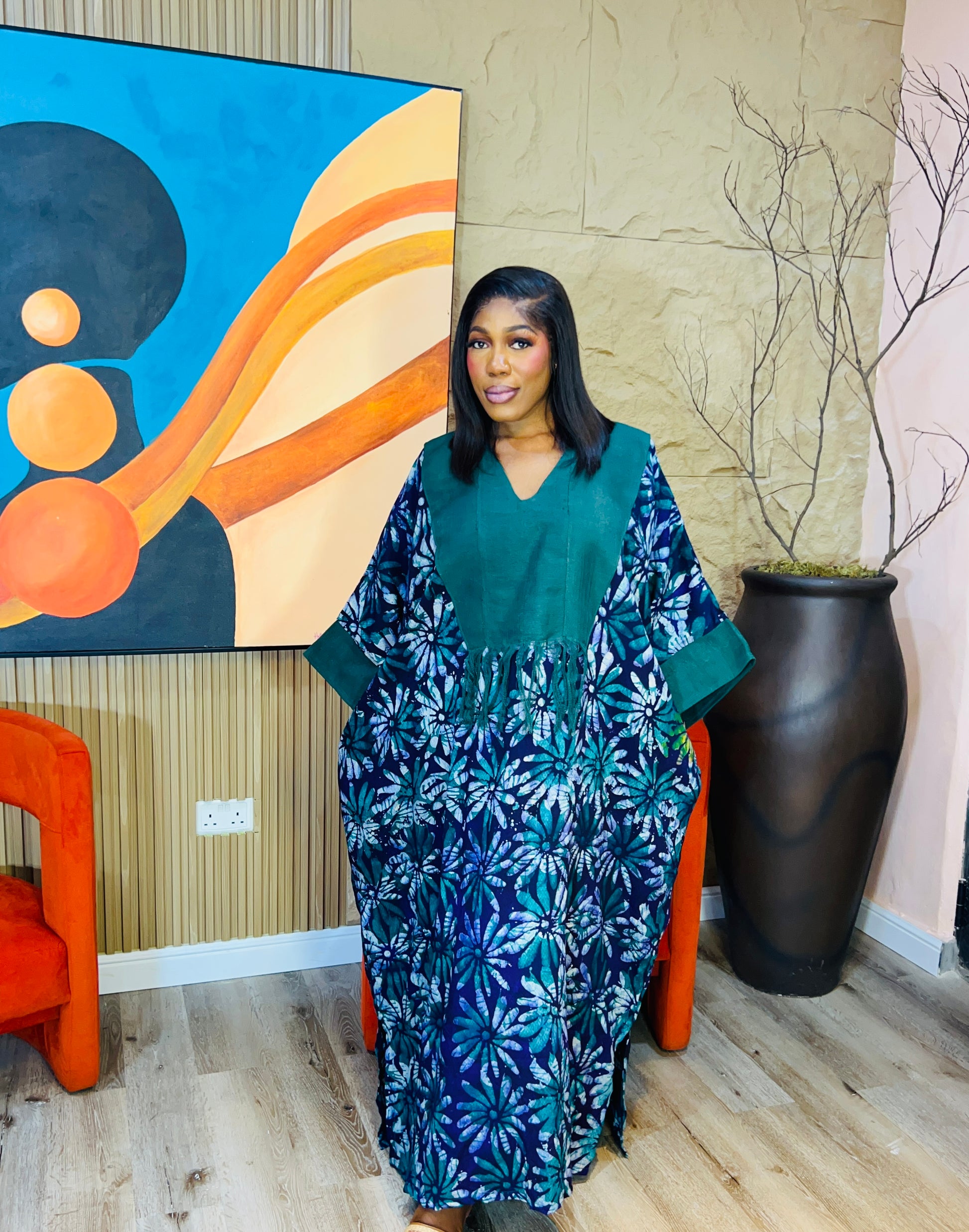 Oma Boubou – Oversized Adire Kaftan | Fits S–3XL